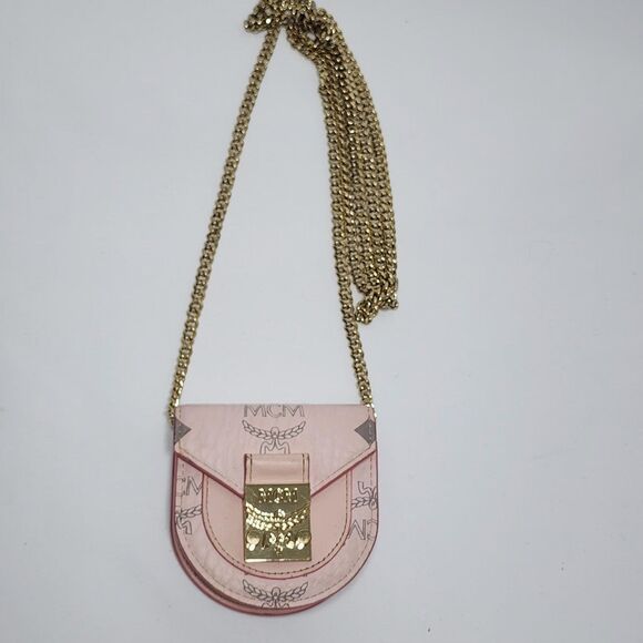 MCM Vintage Pink Visetos Mini Crossbody Chain Bag Purse Made in Korea 1990s - Picture 3 of 16